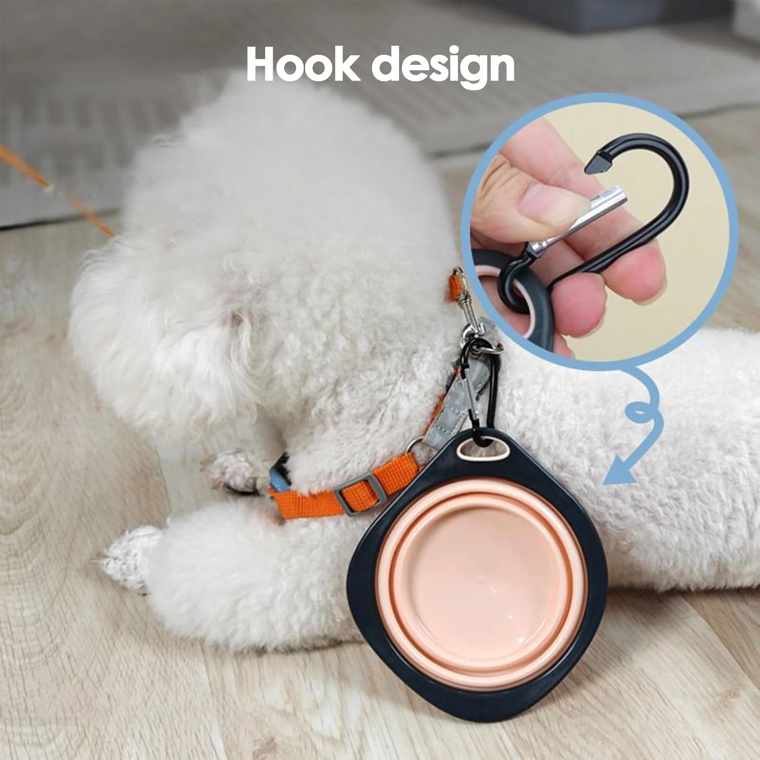 کاسه تاشو سگ - ظرف غذای تاشو مسافرتی سگ، ظرف غذای حیوانات خانگی با گیره کارابین، ظرف آبخوری برای پیاده روی و کمپینگ حیوانات خانگی