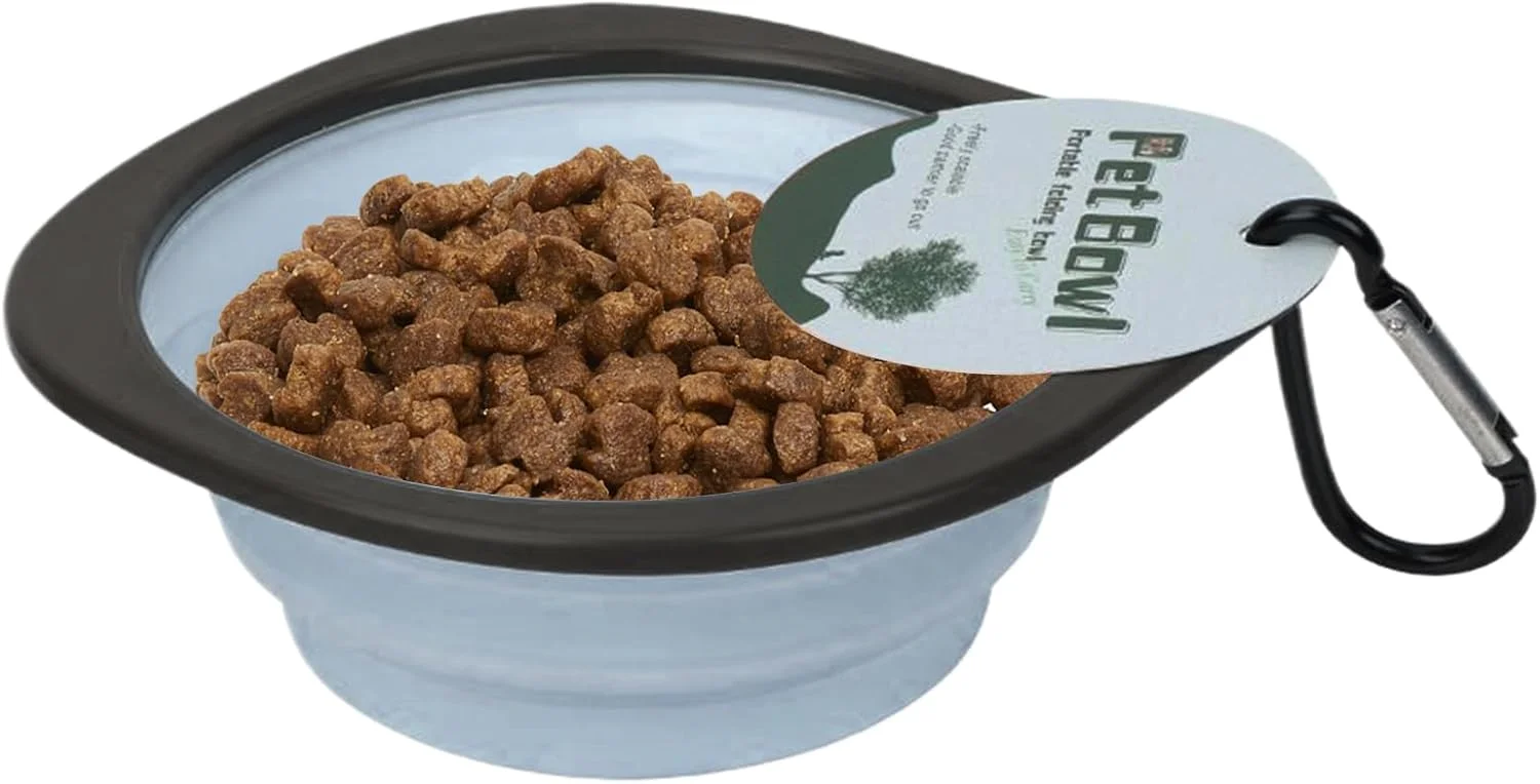 کاسه مسافرتی سگ | کاسه تاشو برای پیاده‌روی سگ | ظرف غذا و آب با گیره کارابین، لوازم تغذیه برای مسافرت، پیاده‌روی و گردش در فضای باز