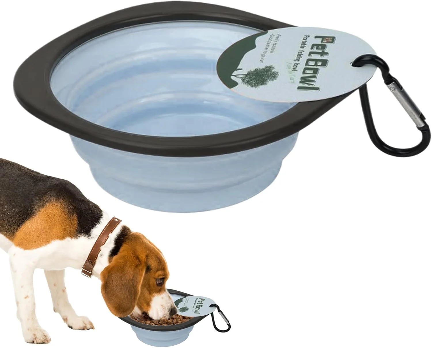 کاسه آب تاشو سگ | کاسه تاشو سگ برای پیاده روی قابل حمل - ظرف غذا و آب با گیره کارابین، لوازم تغذیه برای مسافرت، پیاده روی و قدم زدن در فضای باز