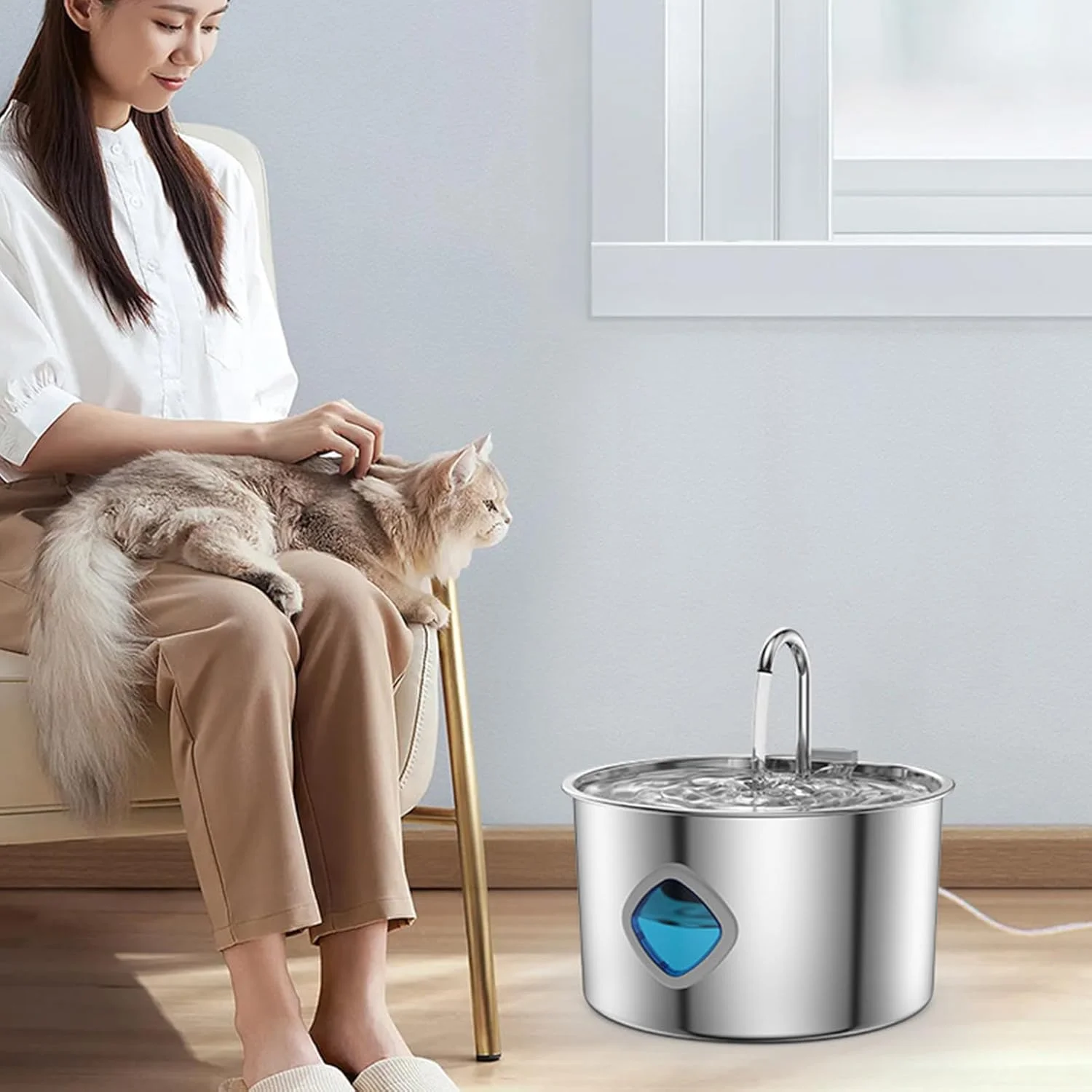 آبخوری فواره ای گربه | آبخوری 3.2 لیتری برای گربه های داخل خانه - دستگاه پخش خودکار لوازم حیوانات خانگی برای نوشیدن توله سگ، بچه گربه، نژادهای بزرگ، متوسط و کوچک