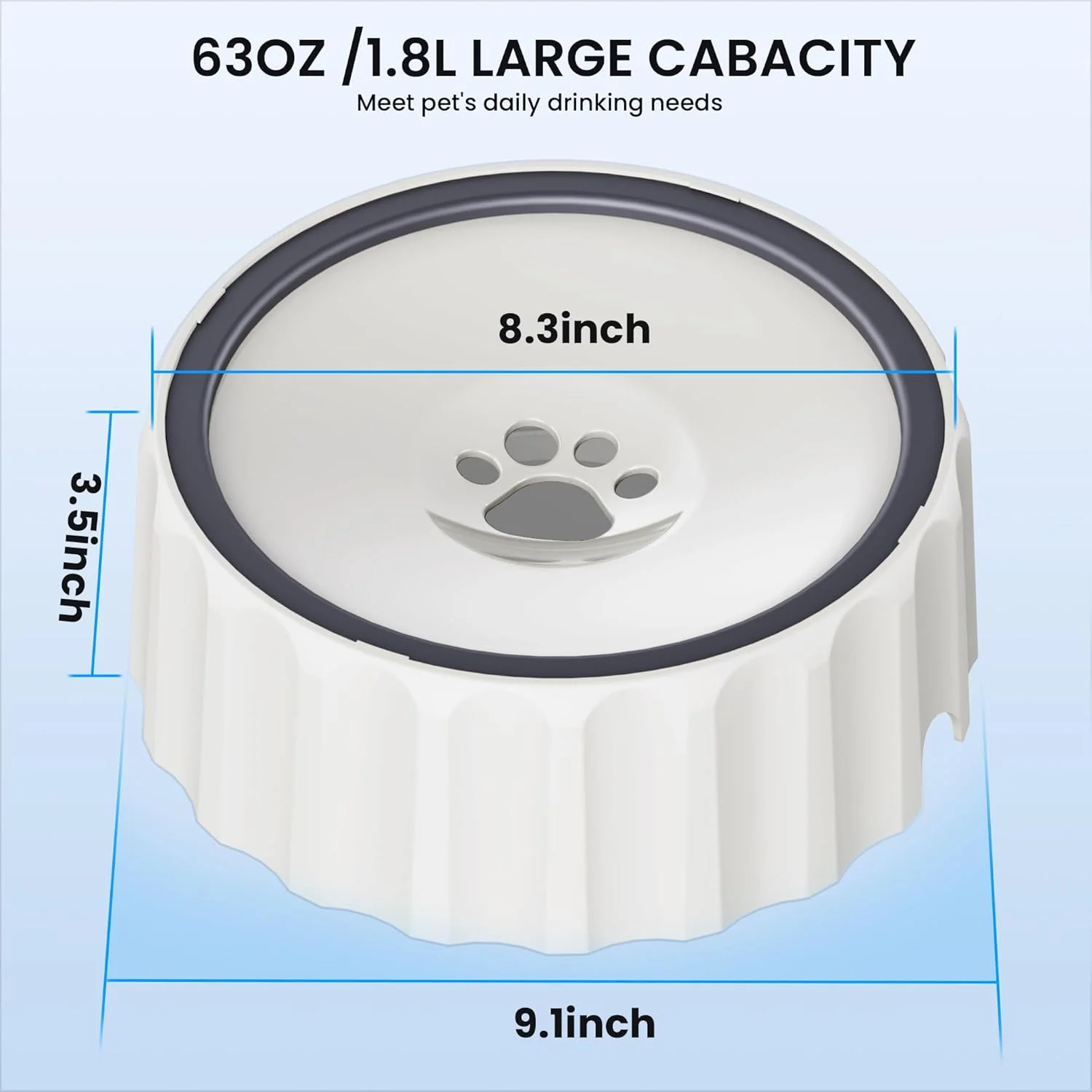 ظرف آب سگ بدون ریزش با ظرفیت بزرگ 1.8 لیتری، ظرف آب پخش کننده ضد لغزش و ضد پاشش برای حیوانات خانگی، ظرف آب آهسته خوراک دهی بدون چکه مناسب خودرو، ظرف آب آهسته برای سگ ها و گربه ها
