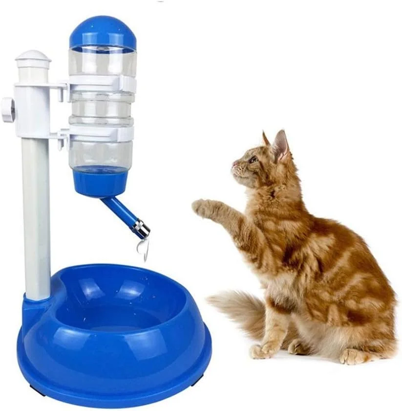 آبخوری اتوماتیک سگ و گربه با بطری پلاستیکی 500 میلی لیتری، لوازم جانبی حیوانات خانگی (رنگ: آبی)