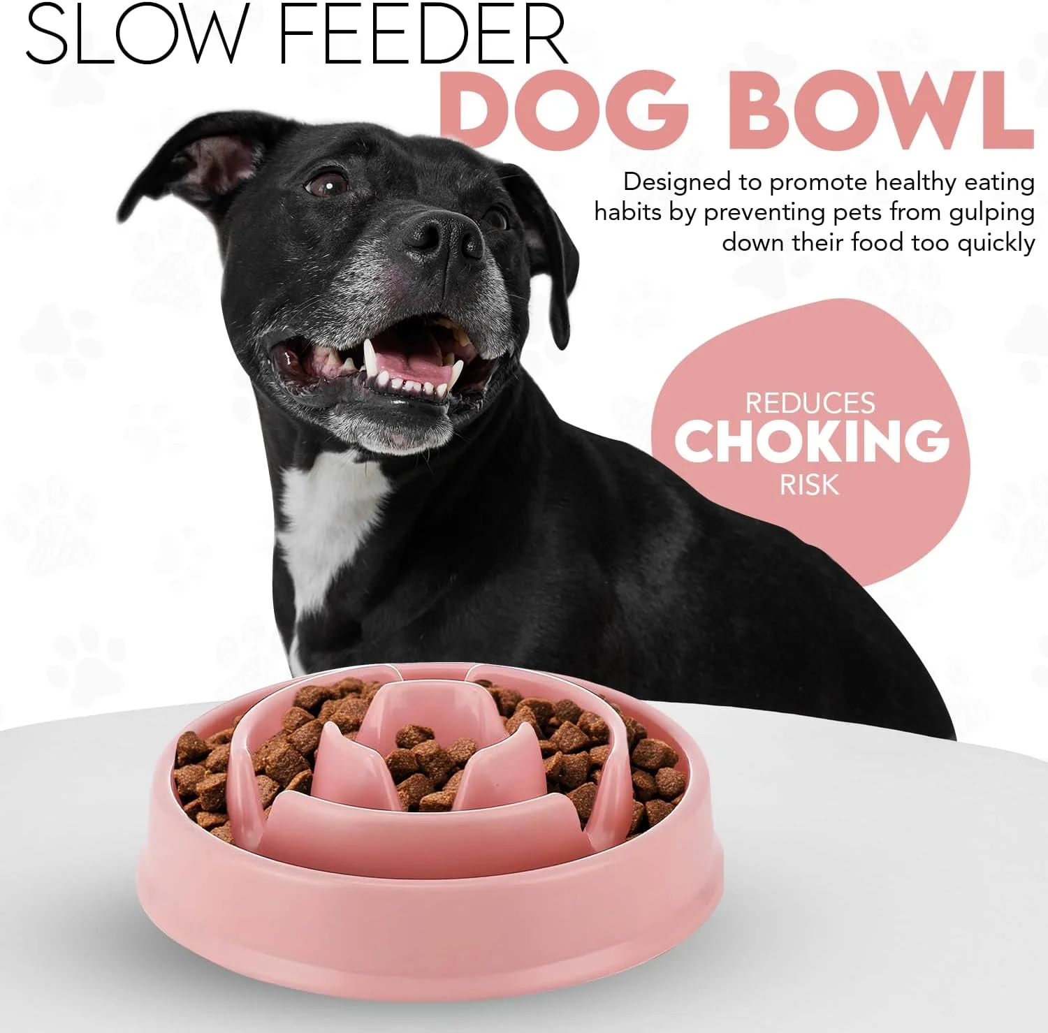 ظرف غذای آهسته سگ جنریس - ظرف حیوانات خانگی ضد بلعیدن برای تغذیه سالم - ظرف پازلی تعاملی تک یا دوقلو (19 x 20.6 x 5cm) (پشمک)
