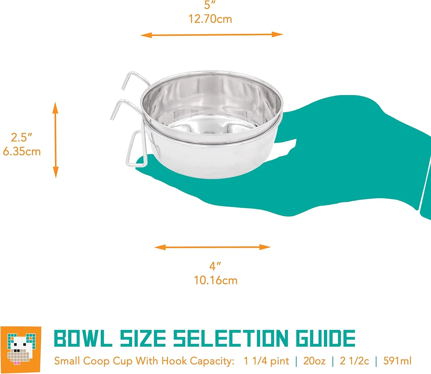 کاسه استیل مرتفع برای حیوانات خانگی، 20 اونس