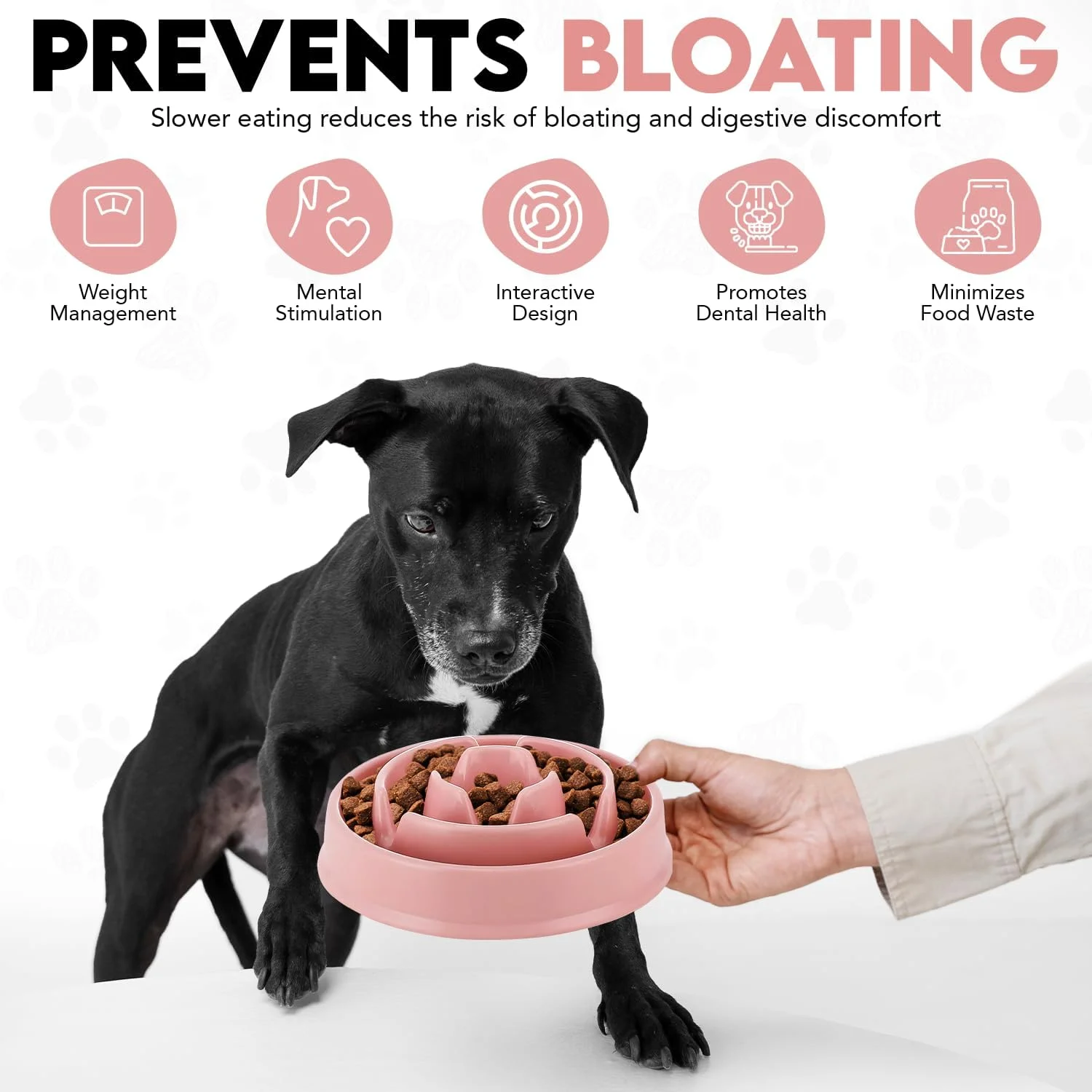 ظرف غذای آهسته سگ جنریس - ظرف حیوانات خانگی ضد بلعیدن برای تغذیه سالم - ظرف پازلی تعاملی تک یا دوقلو (19 x 20.6 x 5cm) (پشمک)