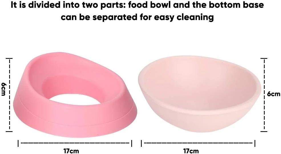 کاسه سگ شیب دار ضد لغزش، کاسه غذای حیوانات خانگی دهان گشاد، ظرف آب غذای گربه، ظروف استریل حیوانات خانگی، لوازم غذاخوری سگ با پایه جداشدنی (صورتی)