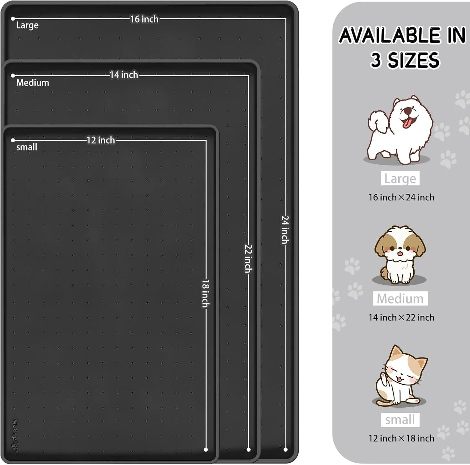 پد مشکی جاذب سگ برای ظرف غذا و آب - بدون لکه، خشک شدن سریع، ضد لغزش، لوازم حیوانات خانگی - ظرف آب سگ برای سگ هایی که آب را میریزند