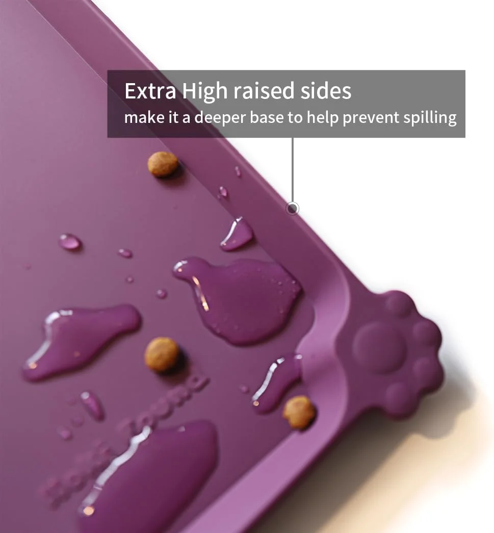 زیرانداز غذای حیوانات خانگی هوکی فاوند ضد آب با لبه های بلند، در اندازه ها و رنگ های مختلف برای سگ ها، گربه ها و سایر حیوانات - بادمجانی