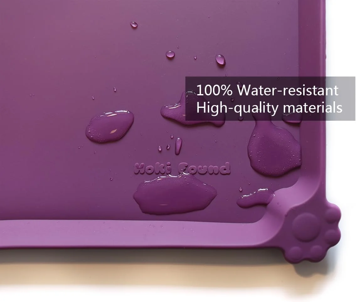 زیرانداز غذای حیوانات خانگی هوکی فاوند ضد آب با لبه های بلند، در اندازه ها و رنگ های مختلف برای سگ ها، گربه ها و سایر حیوانات - بادمجانی