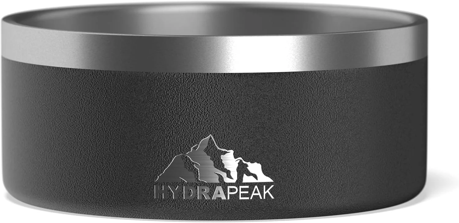 ظرف غذای سگ Hydrapeak، استیل ضد زنگ ضد لغزش، ظرف آب سگ، ظرف غذای سگ، مناسب برای سگ های بزرگ، ظرف سگ، ظرف سگ برای سگ های کوچک، 946 میلی لیتر/1.89 لیتر، سایزهای مختلف (4 پیمانه، مشکی)