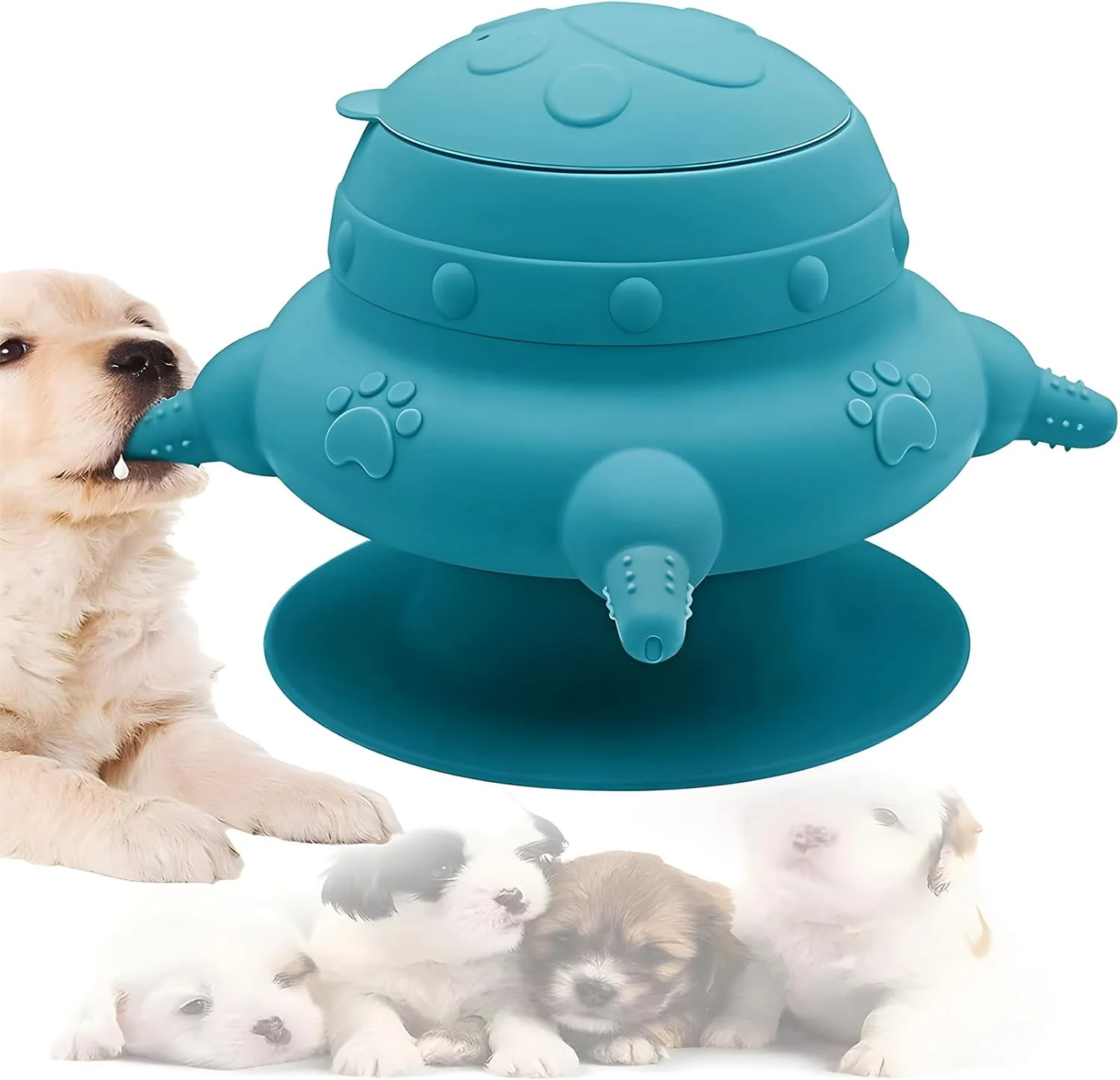 ظرف شیرخوری توله سگ Joyzzz، ظرف شیر 240 میلی لیتری سیلیکونی با 4 سر پستانک، ایستگاه شیردهی توله سگ با درب ضد نشت و پایه مکنده، ظرف غذای حیوانات خانگی برای بچه گربه ها، توله سگ ها، خرگوش ها (آبی)