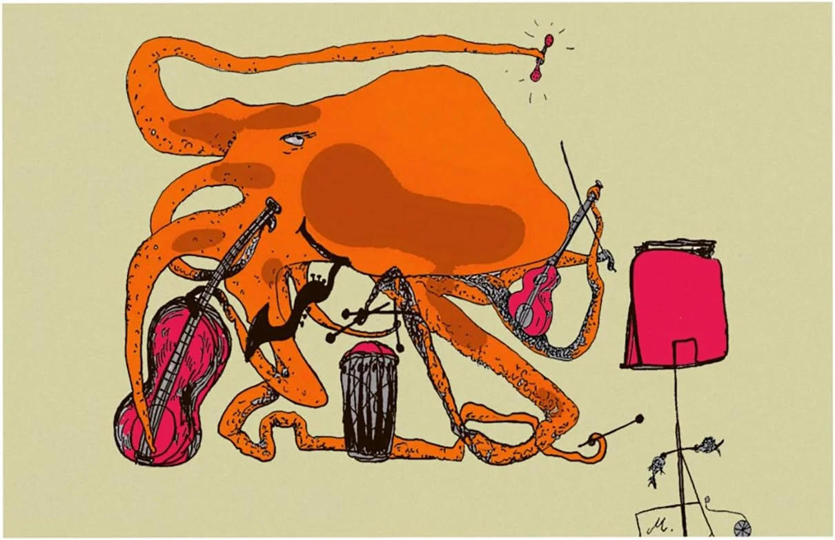 زیرانداز طرح اختاپوس بازیگوش Marianna Tankelevich برای کاسه حیوانات خانگی، 60 در 38 سانتی متر