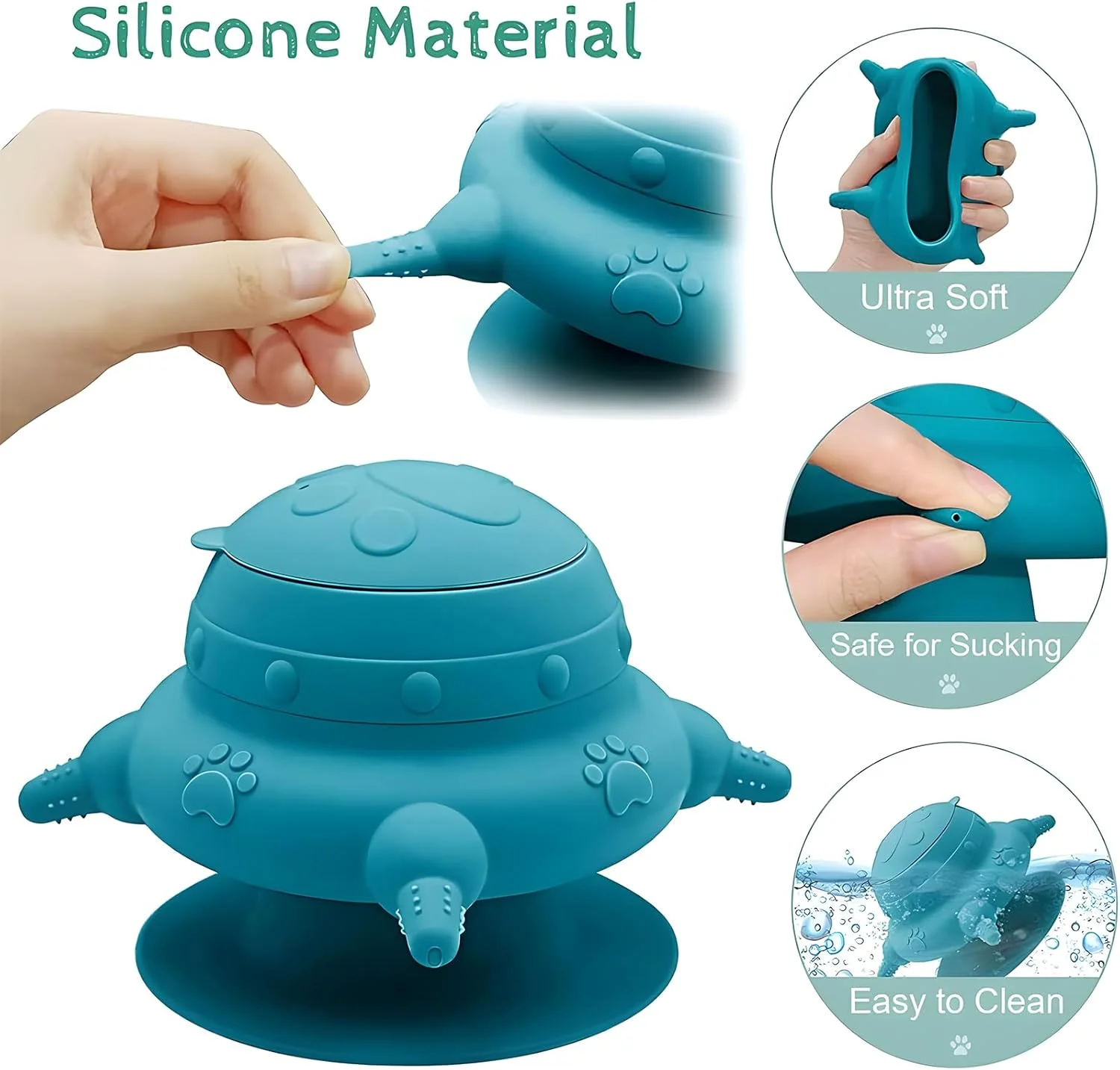 ظرف شیرخوری توله سگ Joyzzz، ظرف شیر 240 میلی لیتری سیلیکونی با 4 سر پستانک، ایستگاه شیردهی توله سگ با درب ضد نشت و پایه مکنده، ظرف غذای حیوانات خانگی برای بچه گربه ها، توله سگ ها، خرگوش ها (آبی)