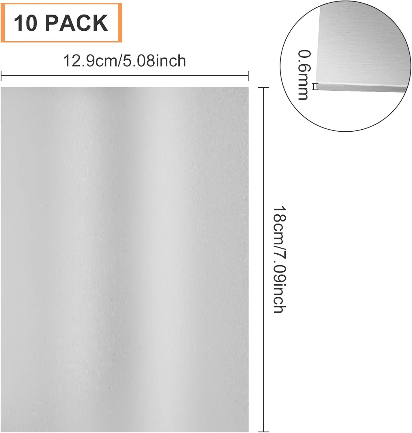 بسته ۱۰ عددی ورق آلومینیومی BENECREAT، ابعاد ۱۳۰x۱۸۰ میلیمتر، با لایه محافظ نقرهای، مناسب ساخت جواهرات و حکاکی دستی، ضخامت ۰.۶ میلیمتر بسته ۱۰ عددی ورق آلومینیومی BENECREAT، ابعاد ۱۳۰x۱۸۰ میلیمتر، با لایه محافظ نقرهای، مناسب ساخت جواهرات و حکاکی دستی، ضخامت ۰.۶ میلیمتر