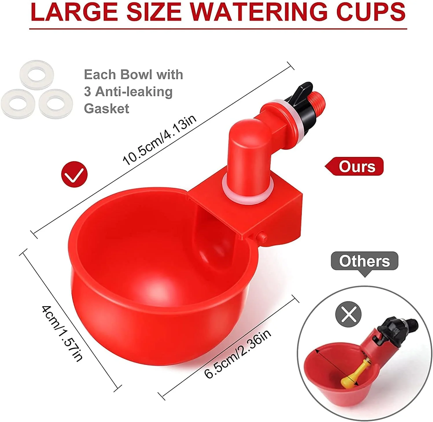 ظرف آبخوری اتوماتیک مرغ Maogear، کاسه نوشیدنی طیور با رزوه 1/8 اینچ، فنجان آبخوری برای مرغ، اردک، بوقلمون و غیره (12 عدد)