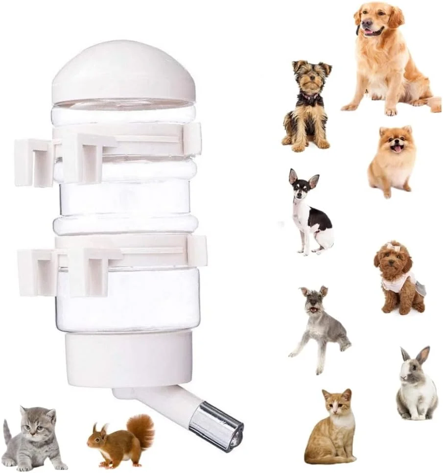 بطری آب سگ NALACAL برای باکس، 400 میلی لیتر، بطری آبخوری توله سگ بدون نشتی، بطری آبخوری بچه گربه، بطری آب جمع و جور حیوانات خانگی، بطری حیوانات خانگی بدون BPA با تغذیه خودکار آب