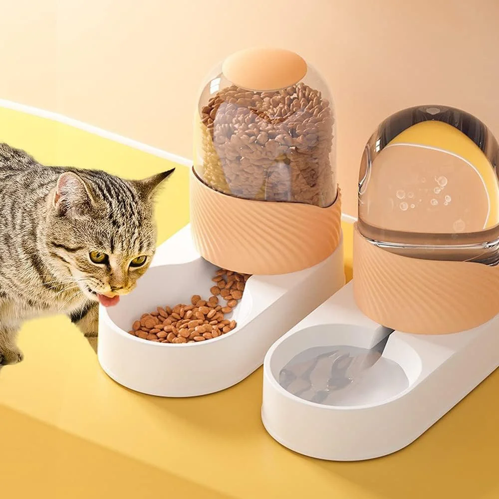 ظرف غذا و آب اتوماتیک حیوانات خانگی NeoStyle، ظرفیت بزرگ 3.8 لیتری، مناسب برای سگ، گربه و سایر حیوانات خانگی کوچک، متوسط و بزرگ (نارنجی، ظرف غذا + ظرف آب)