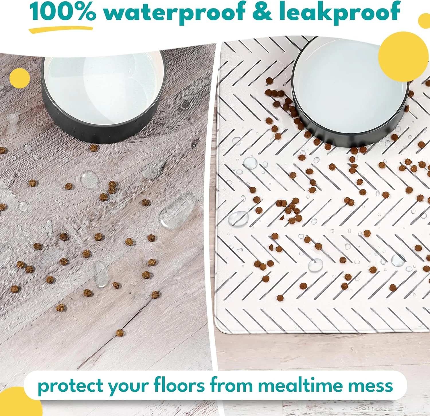 زیرانداز بزرگ ضدآب سگ طرح بوهو NALALAS - زیرانداز غذا و آب حیوانات خانگی، زیرانداز غذای گربه، زیرانداز غذای سگ برای کف - زیراندازهای سازگار با محیط زیست و ضد لغزش سگ - زیرانداز کاسه غذا و آب سگ 42x71 سانتی متر