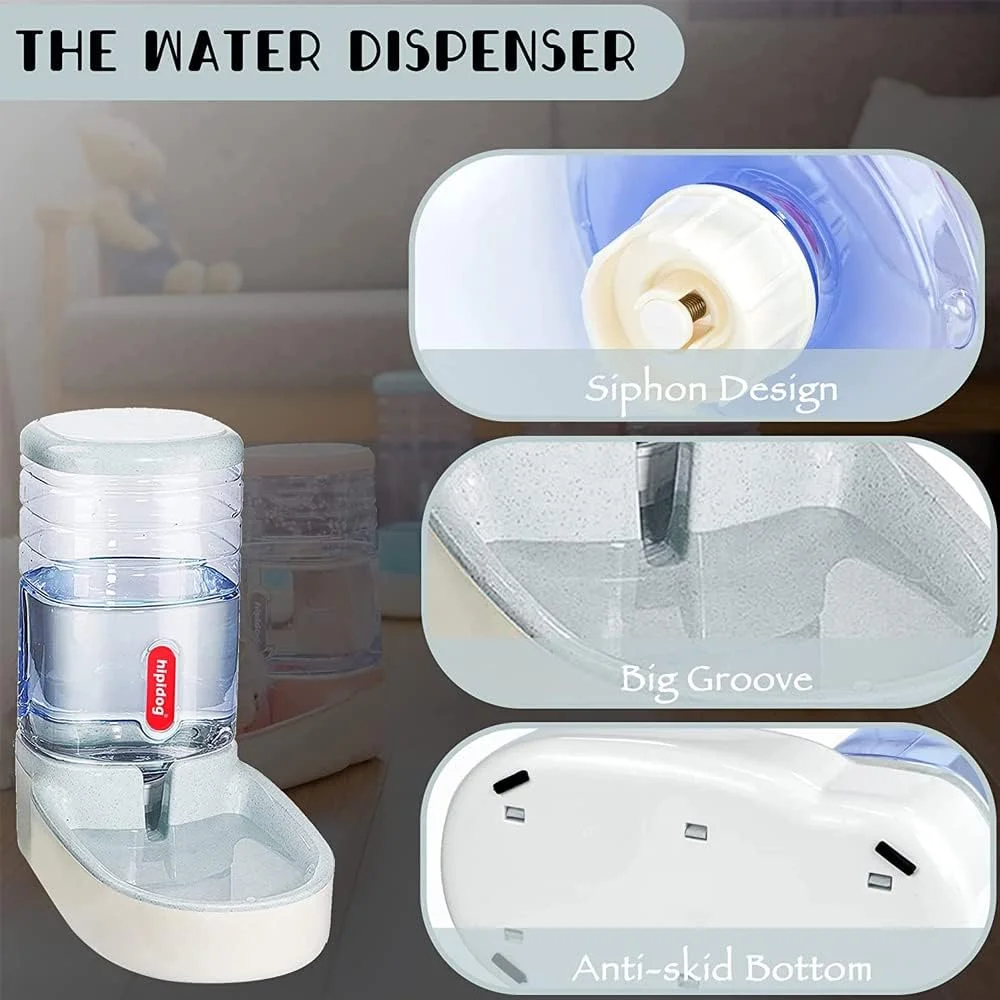 ظرف غذا و آب اتوماتیک حیوانات خانگی NeoStyle، ظرفیت بزرگ 3.8 لیتری، مناسب برای سگ، گربه و سایر حیوانات خانگی کوچک، متوسط و بزرگ (خاکستری، ظرف آب)