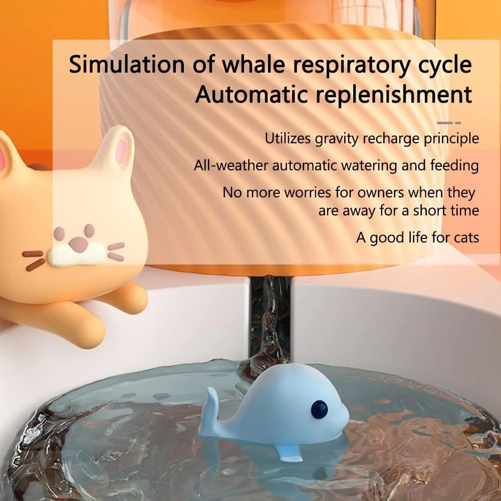 ظرف غذا و آب اتوماتیک حیوانات خانگی NeoStyle، ظرفیت بزرگ 3.8 لیتری، مناسب برای سگ، گربه و سایر حیوانات خانگی کوچک، متوسط و بزرگ (نارنجی، ظرف غذا + ظرف آب)