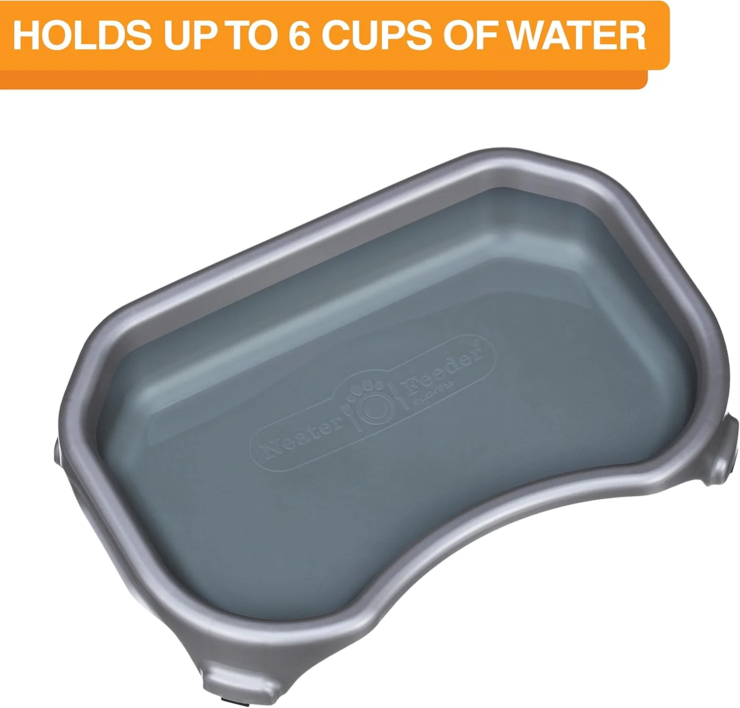 کاسه بزرگ حیوانات خانگی نیتر - کاسه فوق العاده بزرگ برای گربه ها یا سگ های کوچک - سطح بزرگ (ظرفیت 6 پیمانه، خاکستری متالیک)