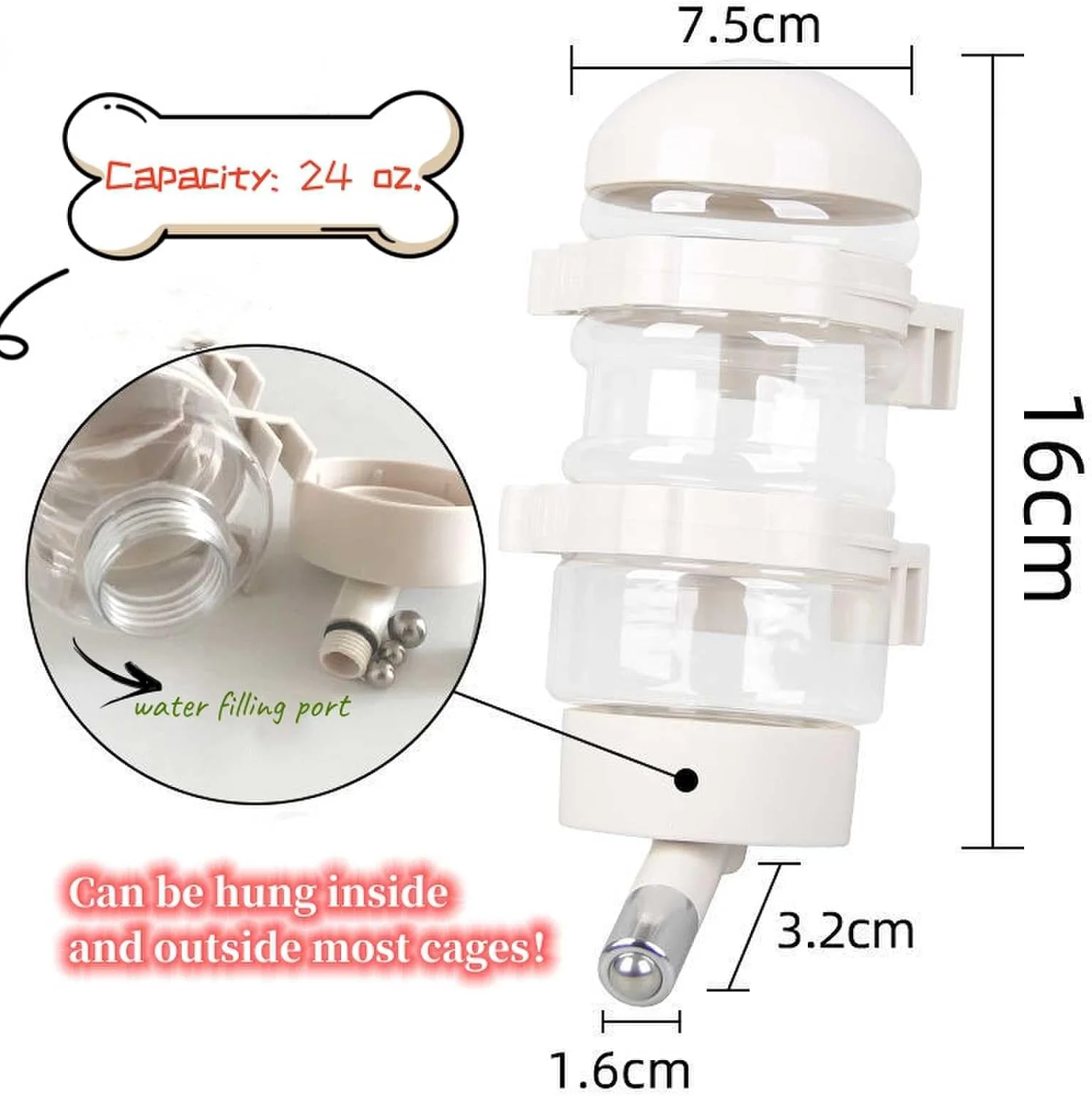 بطری آب سگ NALACAL برای باکس، 400 میلی لیتر، بطری آبخوری توله سگ بدون نشتی، بطری آبخوری بچه گربه، بطری آب جمع و جور حیوانات خانگی، بطری حیوانات خانگی بدون BPA با تغذیه خودکار آب