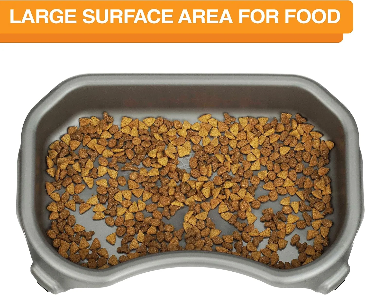 کاسه بزرگ حیوانات خانگی نیتر - کاسه فوق العاده بزرگ برای گربه ها یا سگ های کوچک - سطح بزرگ (ظرفیت 6 پیمانه، خاکستری متالیک)