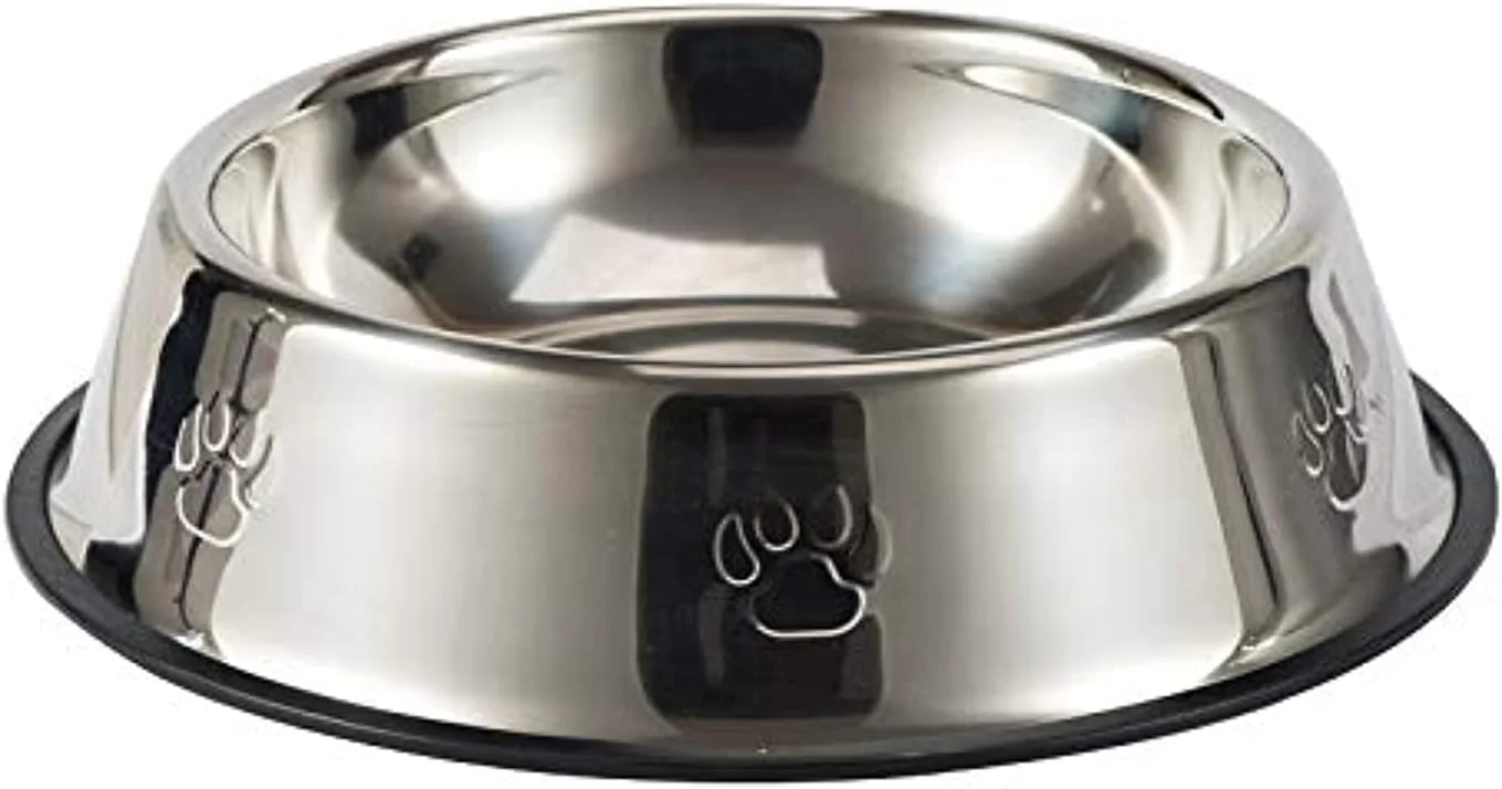 ظرف غذای استیل نیبائو و ظرف آب برای سگ و گربه، ظرف غذا و آب حیوانات خانگی با پایه لاستیکی ضد لغزش.