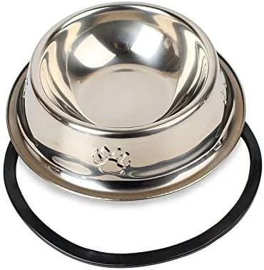 ظرف غذای استیل نیبائو و ظرف آب برای سگ و گربه، ظرف غذا و آب حیوانات خانگی با پایه لاستیکی ضد لغزش.