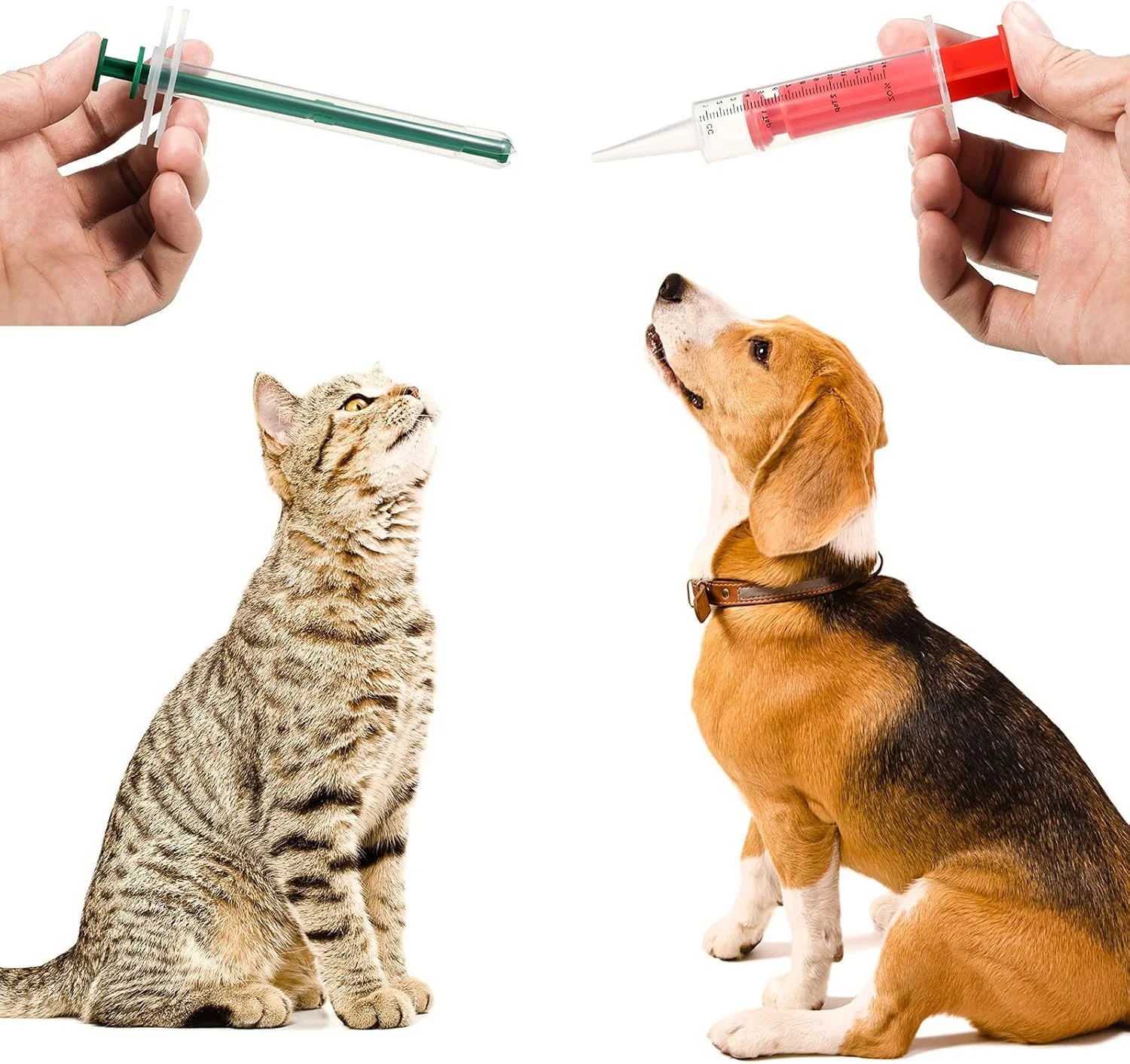 دو عدد دستگاه خوراک دهی دارو، قرص، کپسول یا تزریق مایع حیوانات خانگی، کیت ابزار تغذیه پزشکی، سرنگ برای گربه، سگ، حیوانات کوچک