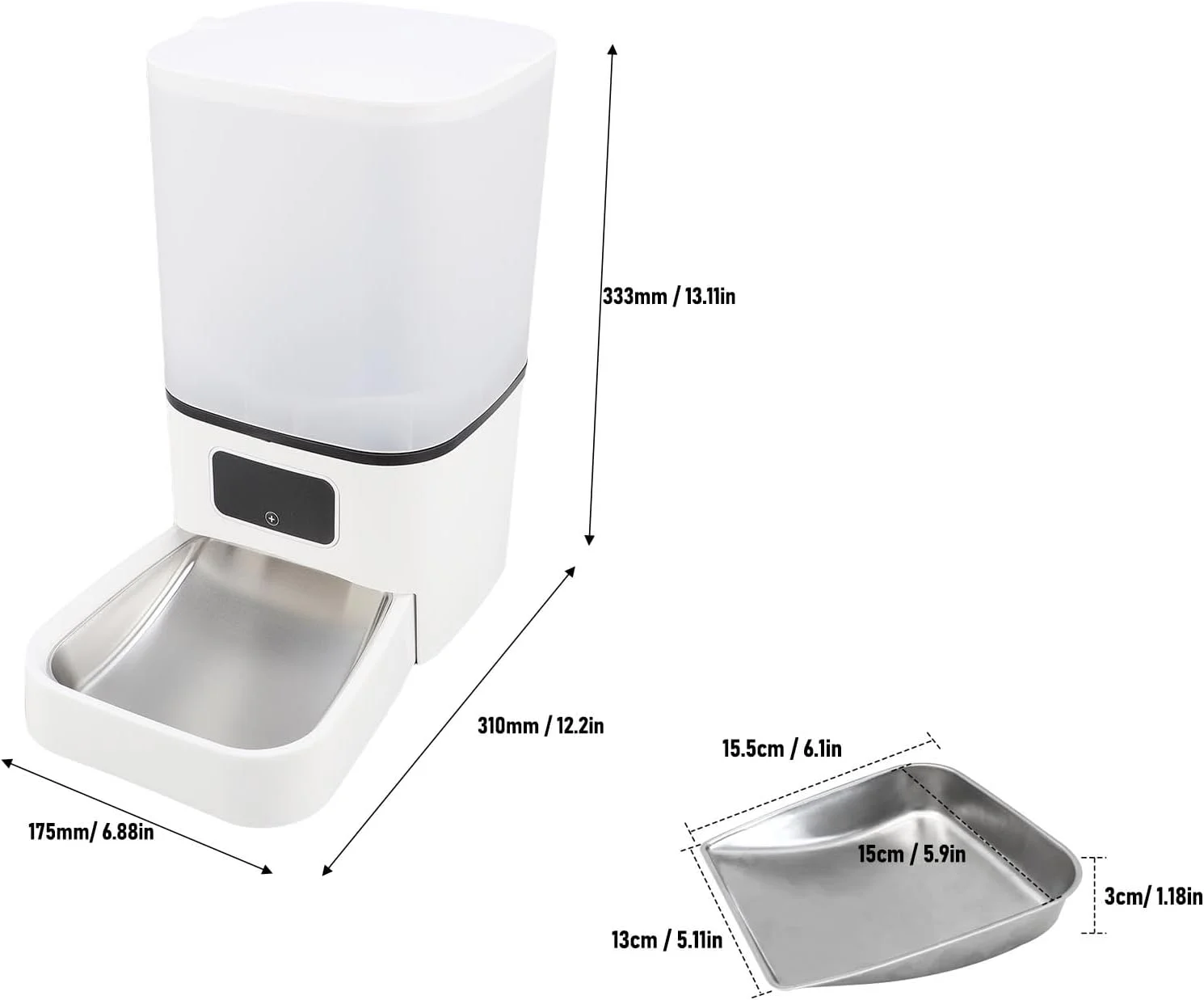 ظرف غذای هوشمند اتوماتیک گربه | ظرفیت بزرگ 6 لیتری پخش کننده غذای حیوانات خانگی با قابلیت اتصال وای فای | زمانبندی و کنترل از راه دور | برای گربه ها و حیوانات خانگی کوچک