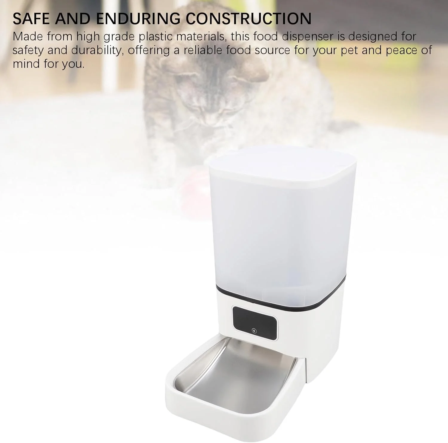 ظرف غذای هوشمند اتوماتیک گربه | ظرفیت بزرگ 6 لیتری پخش کننده غذای حیوانات خانگی با قابلیت اتصال وای فای | زمانبندی و کنترل از راه دور | برای گربه ها و حیوانات خانگی کوچک