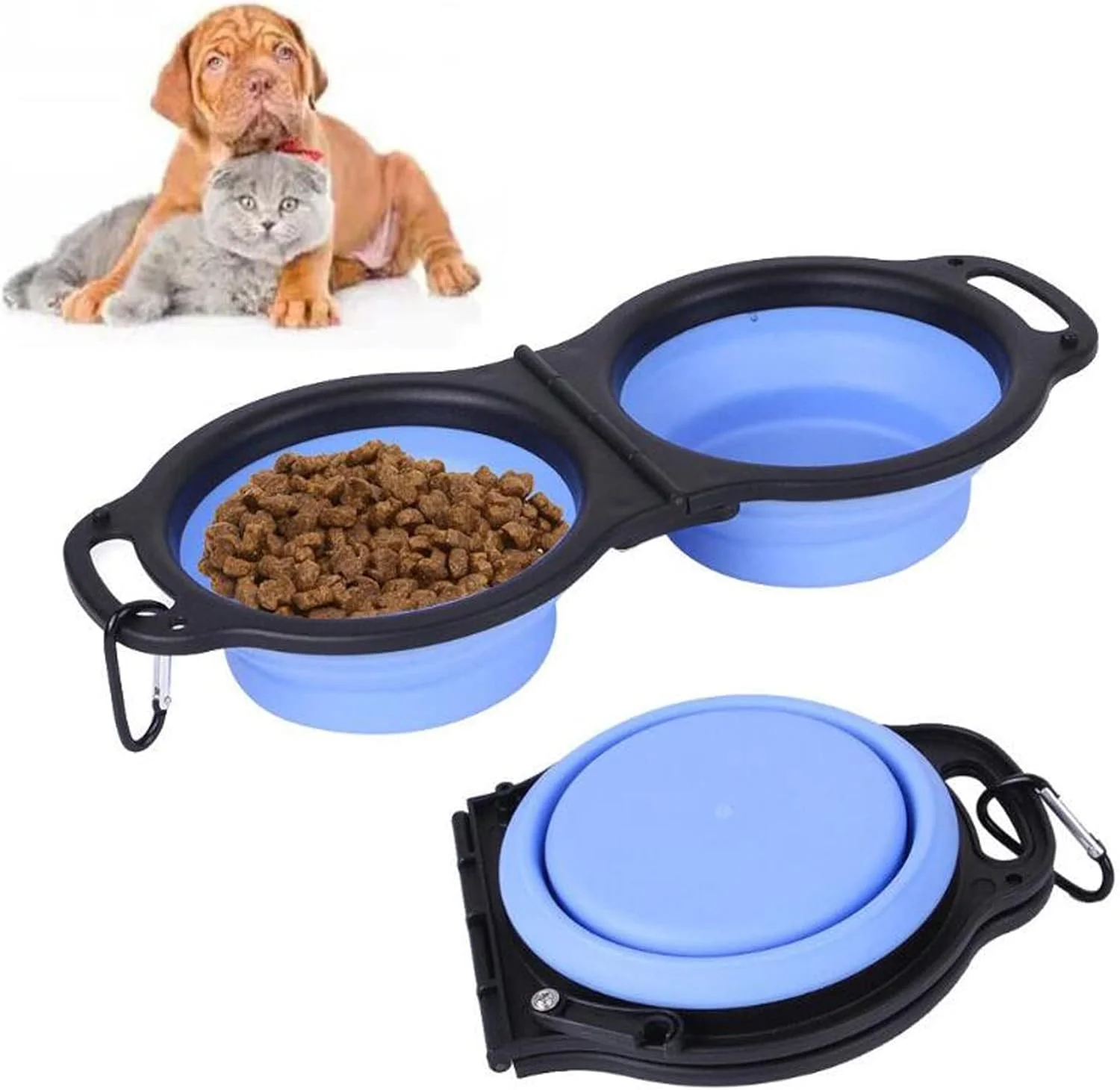 ظرف غذای تاشو سیلیکونی سگ و گربه، کاسه آب قابل حمل حیوانات خانگی