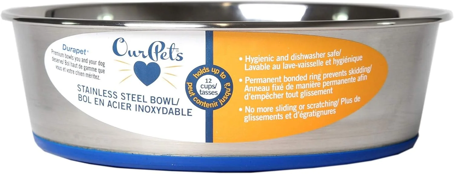 کاسه استیل ضد زنگ ممتاز دوراپت مخصوص غذای سگ، قابل شستشو در ماشین ظرفشویی [سایزهای مختلف برای سگ های کوچک تا بزرگ] خیلی بزرگ (۱۱ پیمانه)