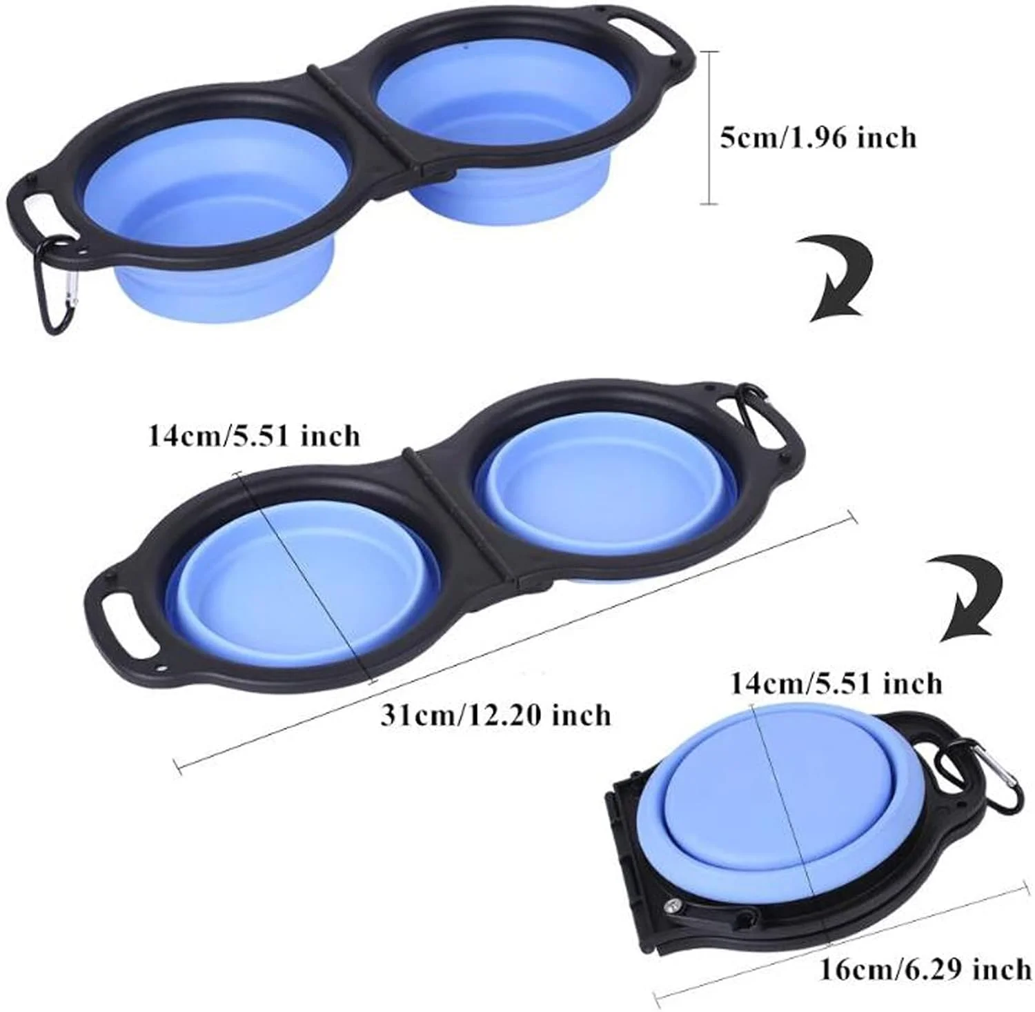 ظرف غذای تاشو سیلیکونی سگ و گربه، کاسه آب قابل حمل حیوانات خانگی ظرف غذای تاشو سیلیکونی سگ و گربه، کاسه آب قابل حمل حیوانات خانگی