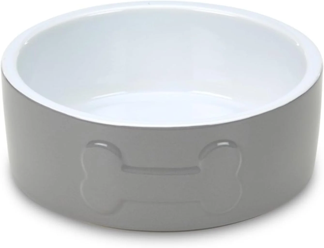 کاسه سرامیکی طرح استخوان پت فیس برای غذا و آب، مناسب برای سگ و گربه، خاکستری/سفید، 15 سانتی متر (تک عددی)