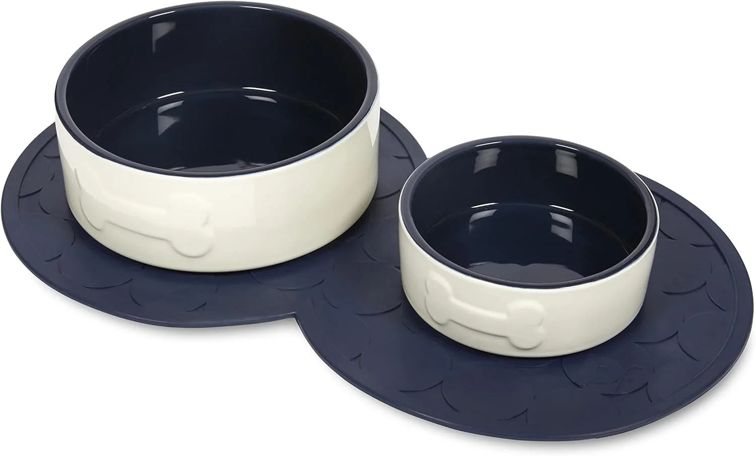 کاسه سرامیکی طرح استخوان پت فیس (کرم/سرمه ای)، 20 سانتی متر