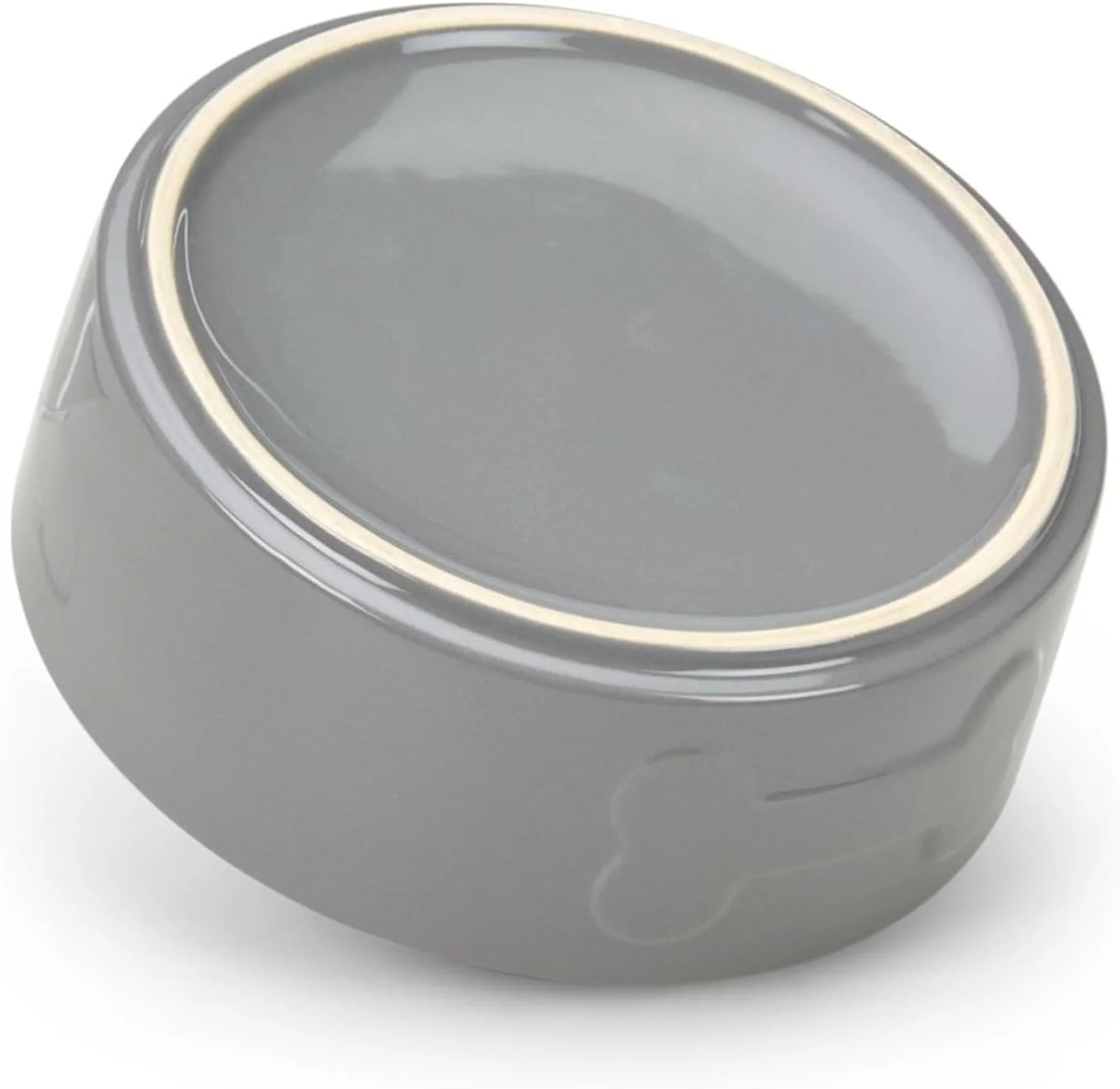 کاسه سرامیکی طرح استخوان پت فیس برای غذا و آب، مناسب برای سگ و گربه، خاکستری/سفید، 15 سانتی متر (تک عددی)