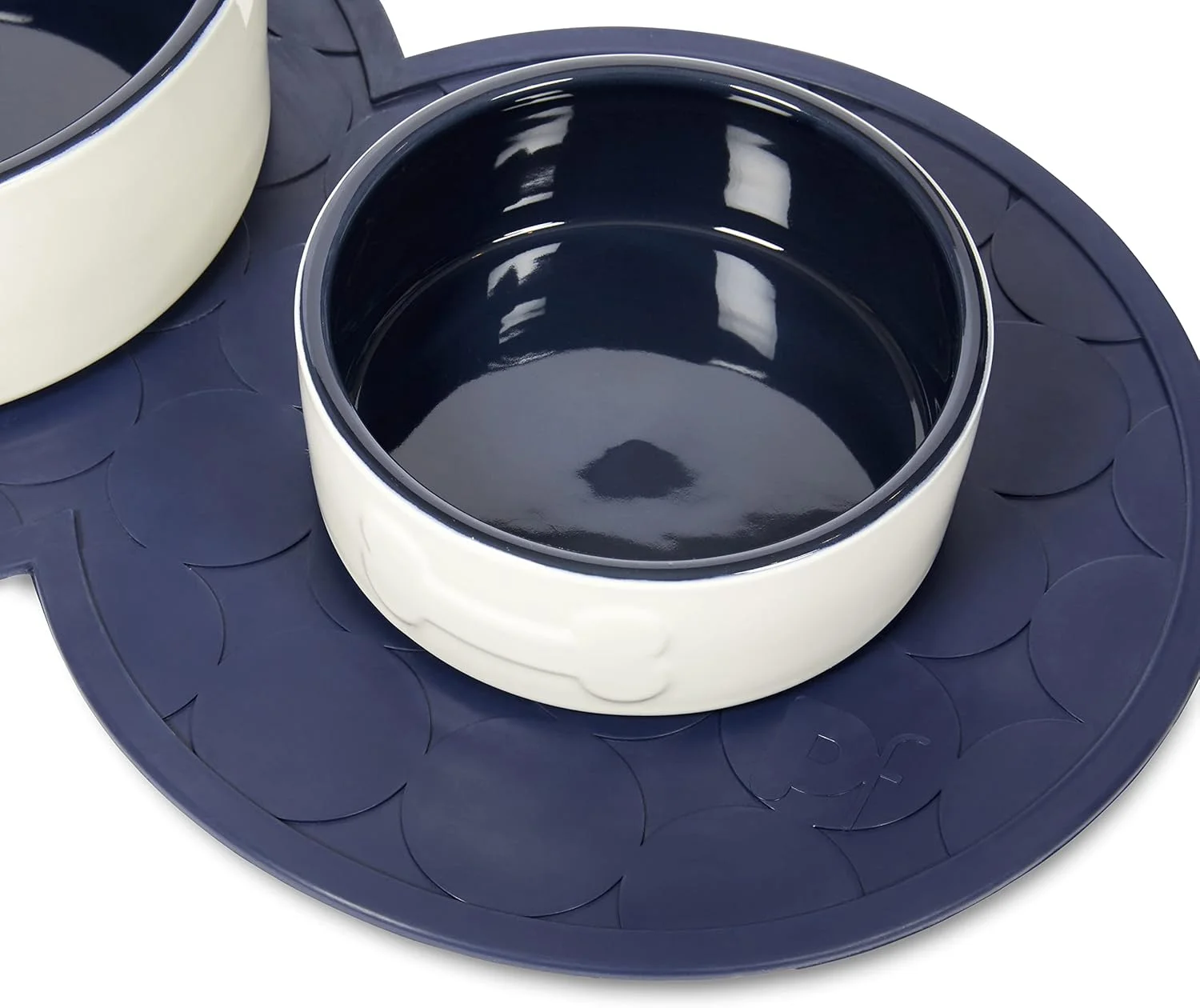 کاسه سرامیکی طرح استخوان پت فیس (کرم/سرمه ای)، 20 سانتی متر