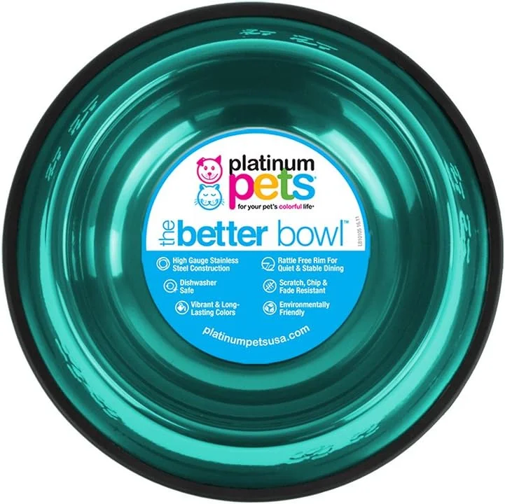 کاسه استیل ضد لغزش پلاتینیوم پتز، 6 اونس، آبی کارائیب