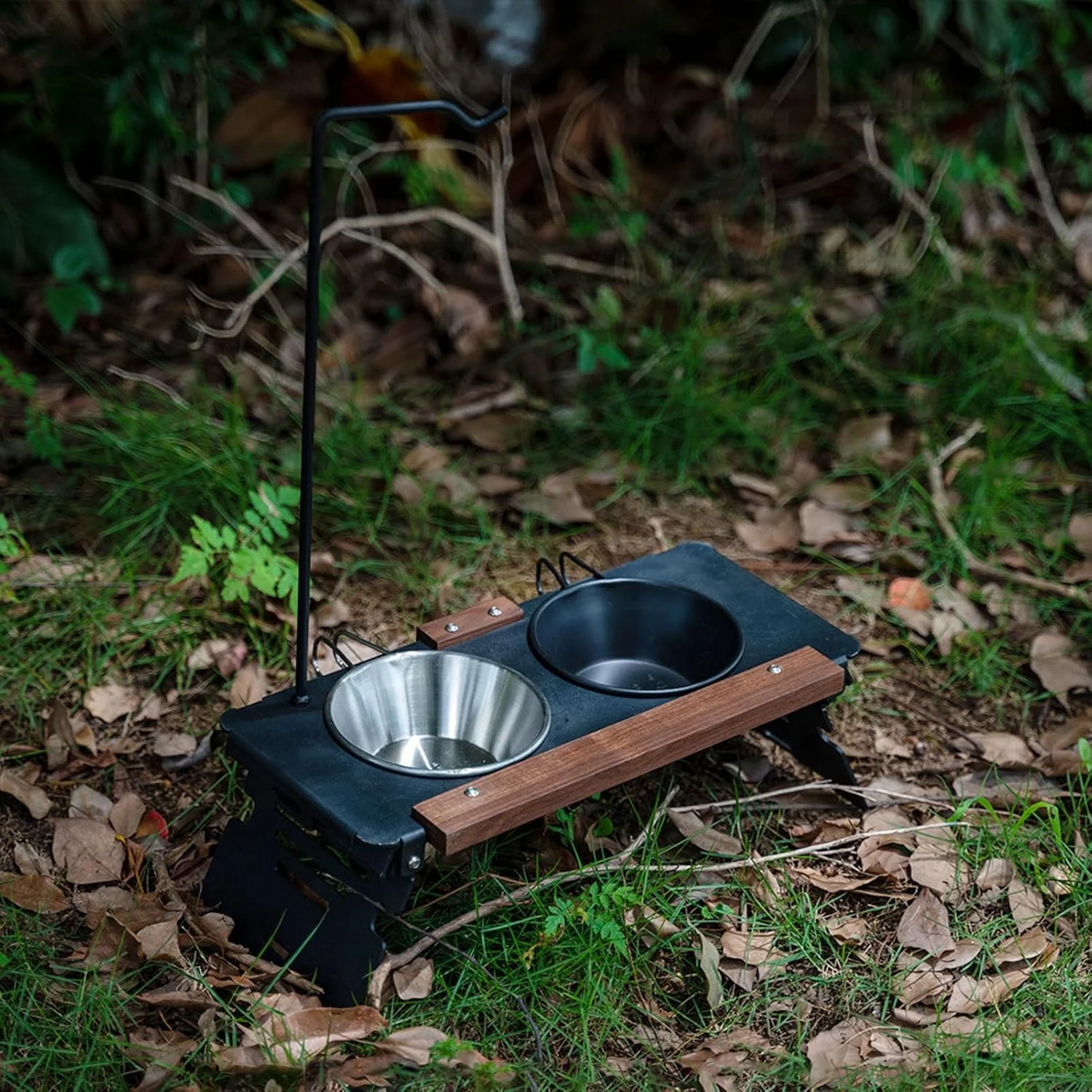 پایه ظرف غذای سگ | پایه ظرف غذای بلند قابل حمل سگ، ظروف حیوانات خانگی برای فضای داخلی و خارجی، مناسب برای خوردن آب و غذا در حیاط، ماشین و کمپینگ