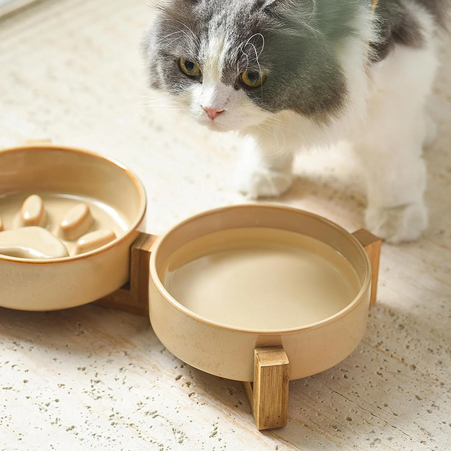 کاسه غذای آهسته سگ توله سگ، ست کاسه سرامیکی پنجه ای زیبا برای غذای آهسته و آب - لوازم حیوانات خانگی برای تغذیه گربه، لوازم آبیاری، خانه، حیاط، باغ کاسه غذای آهسته سگ توله سگ، ست کاسه سرامیکی پنجه ای زیبا برای غذای آهسته و آب - لوازم حیوانات خانگی برای تغذیه گربه، لوازم آبیاری، خانه، حیاط، باغ