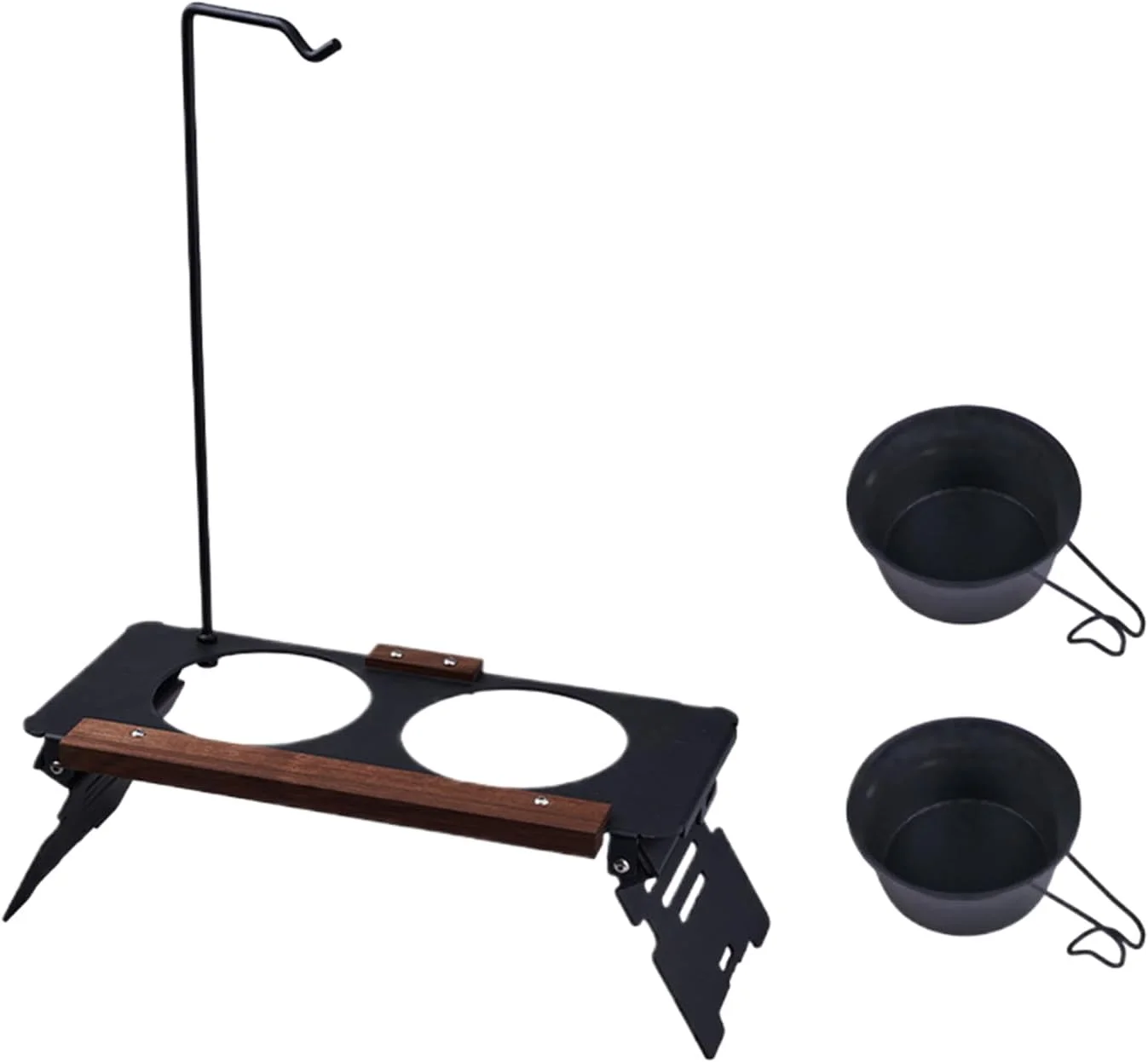 پایه کاسه سگ مرتفع - ایستگاه تغذیه سگ قابل حمل و قابل تنظیم - ظروف حیوانات خانگی برای غذا خوردن در فضای داخلی و خارجی، حیاط، ماشین و کمپینگ