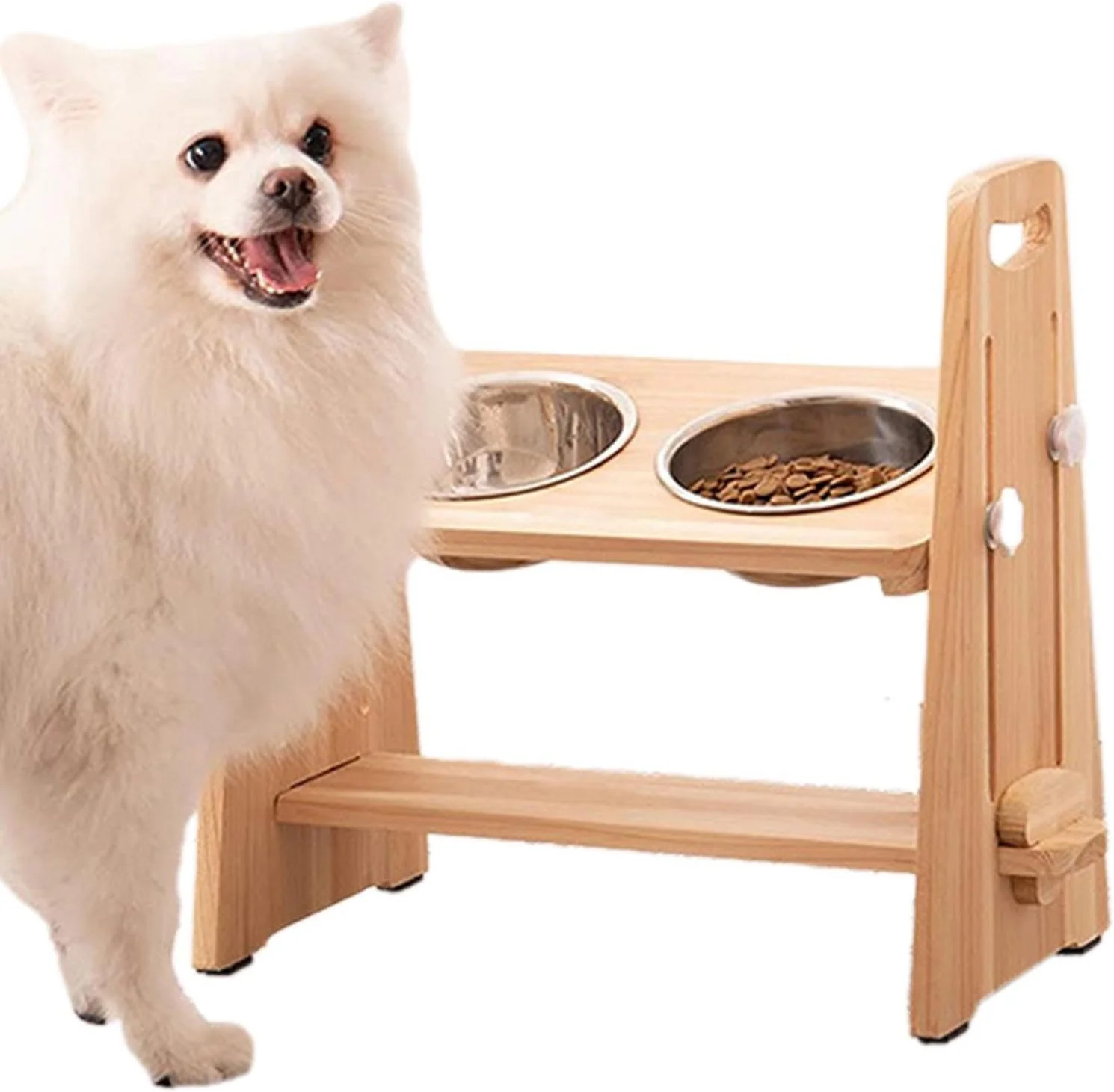 ظرف غذای سگ مرتفع - پایه غذای سگ با دو کاسه استیل ضد زنگ شیب دار، ارتفاع قابل تنظیم و ضد لغزش، پایه غذای سگ برای سگ های متوسط، ظروف غذای مرتفع لوازم غذا و آب سگ