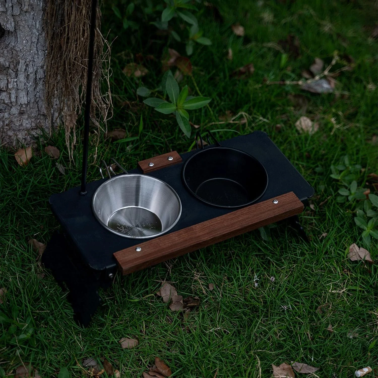 پایه ظرف غذای سگ - پایه بلند قابل حمل ظرف غذای سگ - ظروف مسافرتی حیوانات خانگی برای حیاط، ماشین، داخل خانه، فضای باز، خانه، خانواده، دوستان