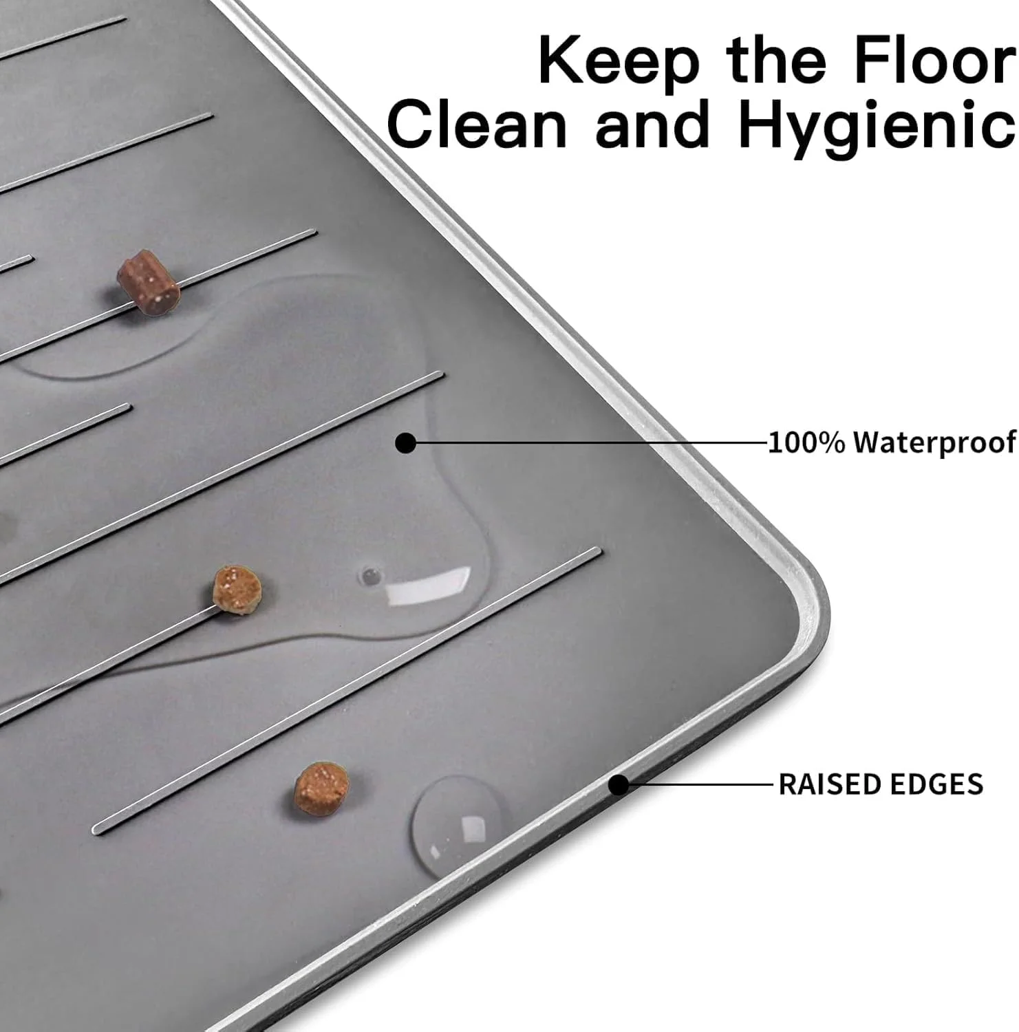 سینی غذای حیوانات خانگی سیلیکونی، بزرگترین زیرانداز غذای سگ - 100x75 سانتی متر، ضد آب برای کف، خاکستری/سبز سینی غذای حیوانات خانگی سیلیکونی، بزرگترین زیرانداز غذای سگ - 100x75 سانتی متر، ضد آب برای کف، خاکستری/سبز