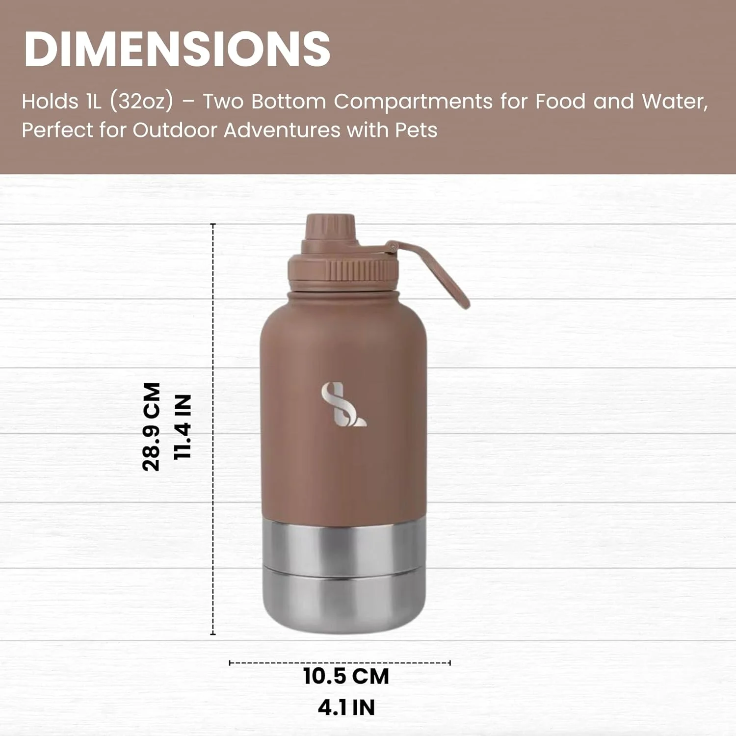 بطری آب حیوانات خانگی (1 لیتر) با 2 کاسه برای آب و غذای حیوانات | بطری مسافرتی استیل ضد زنگ عایق بندی شده همه کاره برای تشویقی سگ و غذای گربه | ضد نشت | لوازم جانبی حیوانات خانگی (قهوه ای موکا) بطری آب حیوانات خانگی (1 لیتر) با 2 کاسه برای آب و غذای حیوانات | بطری مسافرتی استیل ضد زنگ عایق بندی شده همه کاره برای تشویقی سگ و غذای گربه | ضد نشت | لوازم جانبی حیوانات خانگی (قهوه ای موکا)