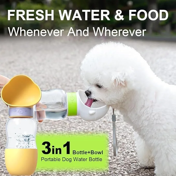 بطری آب سگ SKY-TOUCH با محفظه غذا، قمقمه آب حیوانات خانگی قابل حمل و ضد نشت، ظرف مسافرتی برای پیاده روی و گردش در فضای باز، لوازم ضروری توله سگ برای سگ های کوچک و متوسط (زرد 350ml+200ml)