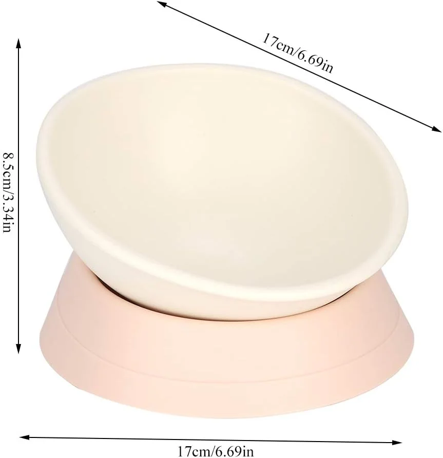 کاسه سگ شیب دار، کاسه های حیوانات خانگی کج بدون لغزش، ظرف غذای سگ با دهانه پهن، کاسه آب غذای گربه، ظروف استریل حیوانات خانگی، لوازم غذا و آب دادن سگ با پایه جداشدنی (سفید)