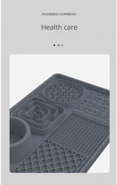 کاسه غذای آهسته سگ و پد لیسیدنی ترکیبی - تشک تغذیه سیلیکونی 30×25×6 سانتی‌متری با مکنده‌ها - کاهش سرعت غذا خوردن، بهبود هضم - آبی، خاکستری، صورتی یا مشکی (خاکستری، 30×25×6 سانتی‌متر)